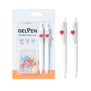 Blister 2 pixuri cu gel cu mecanism Nusign Deli Puzzle, 0.5mm albastru + set litere puzzle2