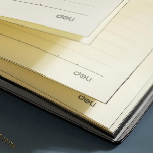Caiet birou Deli, A5, 112 file, dictando, copertă piele, 80 g/mp3