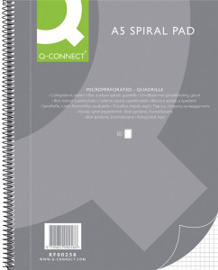 Caiet cu spirală Q-Connect, A5, 80 file, 70g/mp, coperți carton, matematică