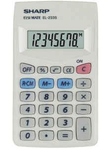 Calculator de buzunar, 8 digits, 103 x 60 x 8 mm, SHARP EL-233S, alb