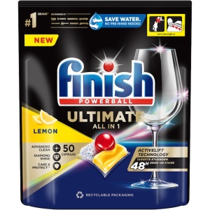 Capsule pentru masina de spălat vase Finish Ultimate All in 1, parfum de lămâie, 50 buc