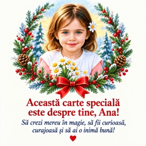 Carte de Crăciun personalizată cu poza și numele copilului – Aventurile de Crăciun, 20 × 20 cm5