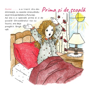 Carte personalizată cu poza și numele fetiței – Prima zi de școală | Poveste și colorat, 20 × 20 cm3