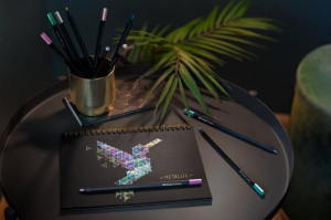 Creioane colorate, 12 culori metalizate, Black edition, Faber-castell2
