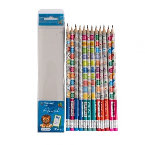 Creion grafit CNX, HB, model tablă înmulțirii cu gumă, set 12 buc