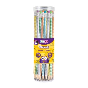 Creion Strigo HB cu gumă de șters multicoloră și corp pastel metalic