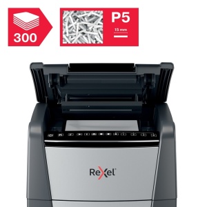 Distrugator de documente automat REXEL OPTIMUM 300M, P5, micro-cut (particule), 300 coli, cos 60l, negru7