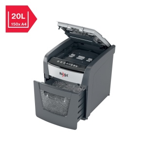 Distrugător documente automat Rexel Optimum 50X, P4, cross-cut (confeti), 50 coli, coș 20l, negru-g10