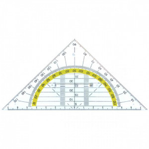 Echer 16 cm, cu raportor 180 grade, 16 cm, plastic transparent, ALCO
