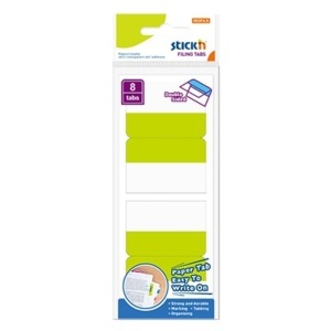 Film index autoadeziv cu tab din hârtie Stick"n - culori asortate, dublă față, 51 x 72mm, 8 buc/set