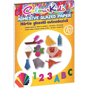 Hartie glasata adeziva Colour Kids, A4, 10 culori