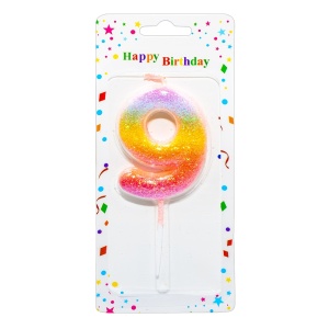 Lumânare aniversară, glitter, pe blister10