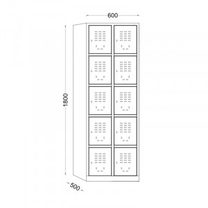 NEST F813 • Vestiar 2x5 "MAXI" 600x500x1800LxlxH (mm) / Dimensiuni exterioare