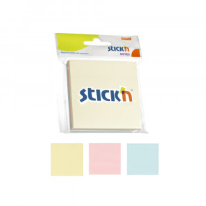 Notes autoadeziv 75 x75 mm 3x50file/set stick"n - 3culori pastel