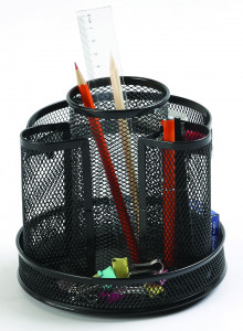 Organizer metalic Mesh, de birou, rotativ, Q-Connect - negru