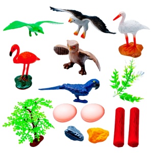 Păsări + accesorii, 14 buc/set