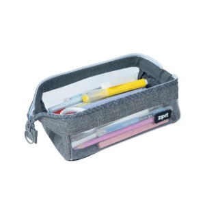 Penar cu fermoar ZIPIT Lenny Clear 2 Sides - Gray Hatch3