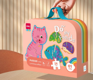 PUZZLE GEANTA CADOU 89 PIESE EFECT LUMINOS DINOZAURI 4+ DELI - Img 4