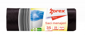 Saci menajeri Zorex Basic, 35L, negru, 20 buc/rola