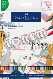 Set 12 markere 2 capete Faber-castell Goldfaber Sketch