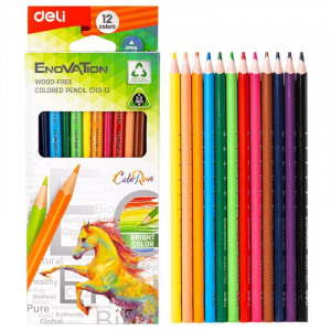 Set creioane colorate plastic Deli, 12 culori 2