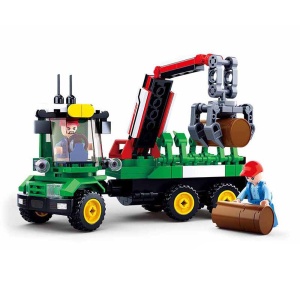 Set de construcție Sluban Farm, 209 piese, Tractor cu remorcă lemne2
