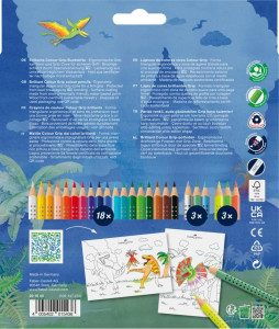 SET PROMO CREIOANE COLORATE 18+6 CULORI GRIP 2001 DINOZAURI FABER-CASTELL - Img 2