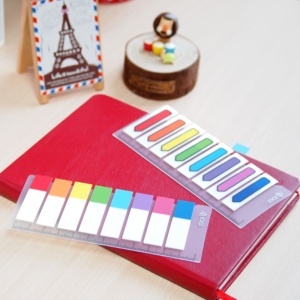 Stick index plastic transparent color Stick"n 8 culori neon, 45 x 12 mm, 8 x 15 file/set3