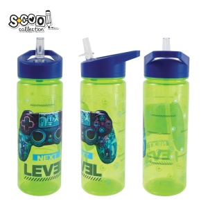 Sticlă apă plastic cu pai S-Cool Next Level, 600ml, 23x8.5x6.6 cm