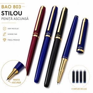Stilou CNX 8038, peniță ascunsă, alimentare pompita, diverse culori