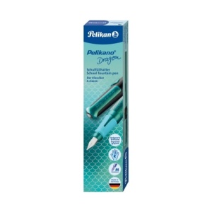 Stilou Pelikano, peniță M, motiv Dragon, culoare turcoaz/negru, cutie carton