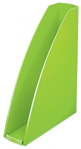 Suport dosare din plastic Leitz WOW A4 75mm, design modern și finisaj lucios.