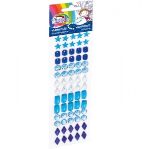 Accesorii creație Fiorello, pietre prețioase plastic, albastru, 10-18mm, autoadezive, blister 70 buc
