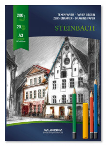 Bloc desen A3, 20 file - 200g/mp, AURORA Steinbach - carton alb