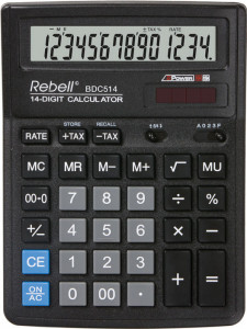 Calculator de birou, 14 digits, 193 x 143 x 38 mm, Rebell BDC 514, negru