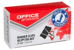 Clips hartie 25mm 12buc/cutie Office Products negru
