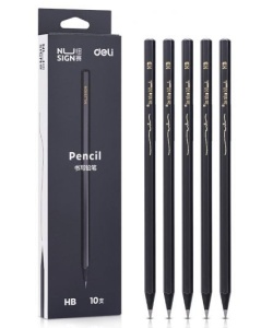 Creion grafit lemn Nusign Deli HB, negru, cutie 10 buc