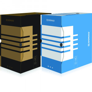 Cutie arhivare carton ondulat Donau 155 mm A4, 5 perforații, inscripționabilă
