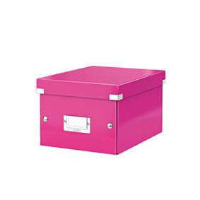Cutie depozitare carton laminat Leitz Click & Store Mica A5, colțuri metalice, suport etichetă, design modern