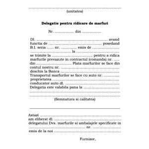 Delegație ridicare mărfuri offset A6, 55 g/mp, 100 file