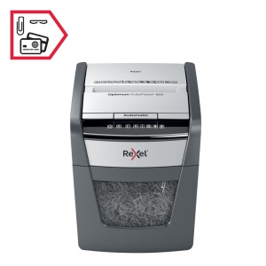Distrugător documente automat Rexel Optimum 50X, P4, cross-cut (confeti), 50 coli, coș 20l, negru-g7