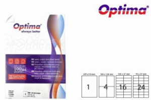 Etichete autoadezive Optima, 210 x 297 mm, 100 coli/top