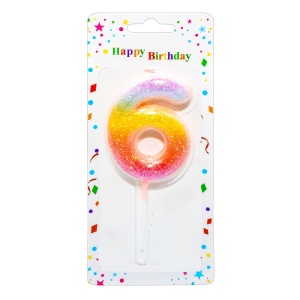 Lumânare aniversară, glitter, pe blister7