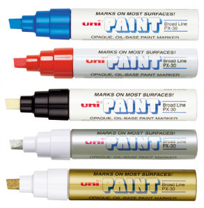 Marker cu vopsea UNI PX-30, 4.0-8.5 mm, vârf teșit, diverse culori