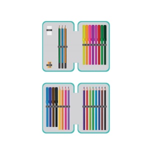 Penar echipat S-Cool, Rainbow, cu 2 fermoare, 29 piese, Dimensiuni 20 x 14 x 5 cm2