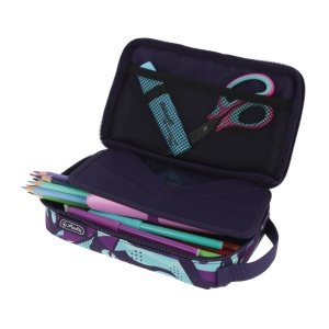 Penar neechipat fete, 1 fermoar, Dimensiuni 21x13x6cm, tip etui 2 Go, motiv CamoPurple Herlitz - Img 6