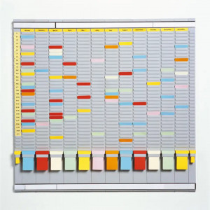 Planner anual cu T-cards, cu 35 de slot-uri, complet, DJOIS - gri deschis