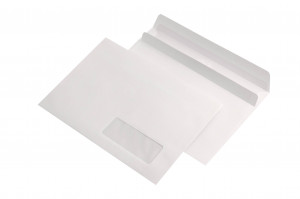 Plic C5 (162 x 229 mm), alb, cu fereastră, lipire autoadezivă 80 g/mp