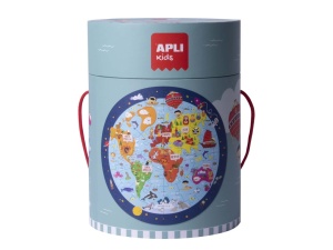 Puzzle circular Harta lumii, 48 piese, Ø50 cm, 5 ani +