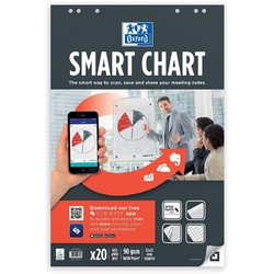 Rezervă hârtie flipchart, 65x98cm, 20coli/top, 90g/mp, Scribzee - matematică, OXFORD Smart Chart